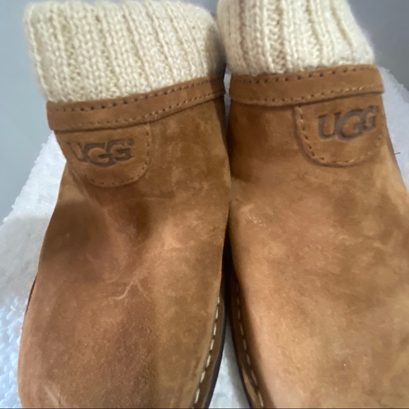 GAEL CHESTNUT SUEDE CLOGS - Picture 4 of 8